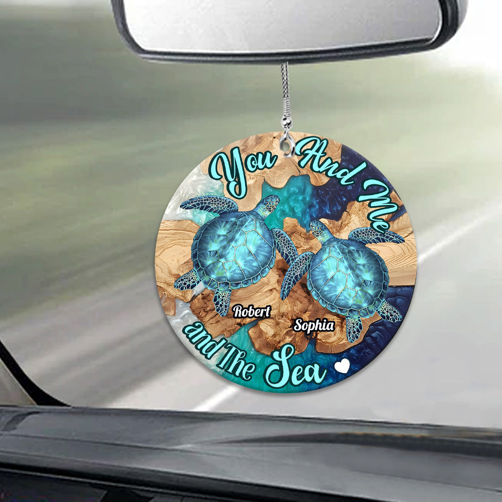 You And Me And The Sea - Personalized Turtle Car Ornament