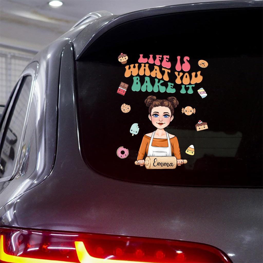Life Is What You Bake It - Baking gift for mom, wife, her - Personalized Decal Die Cut
