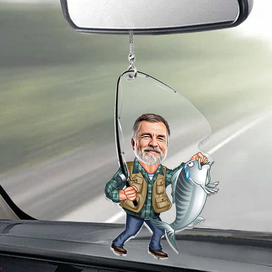 Photo Inserted Funny Fishing - Personalized Fishing Car Ornament
