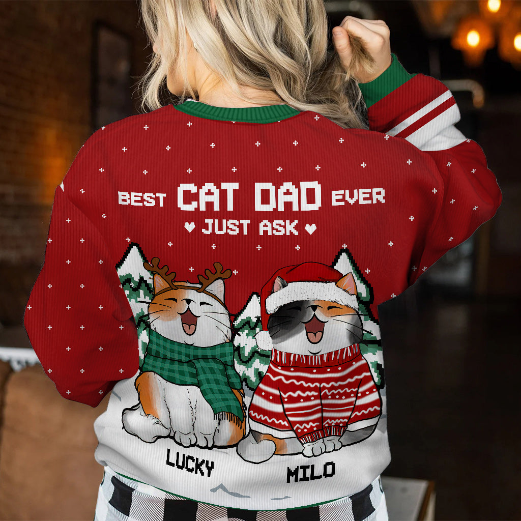 Best Cat Dad Ever - Personalized Cat Ugly Sweater