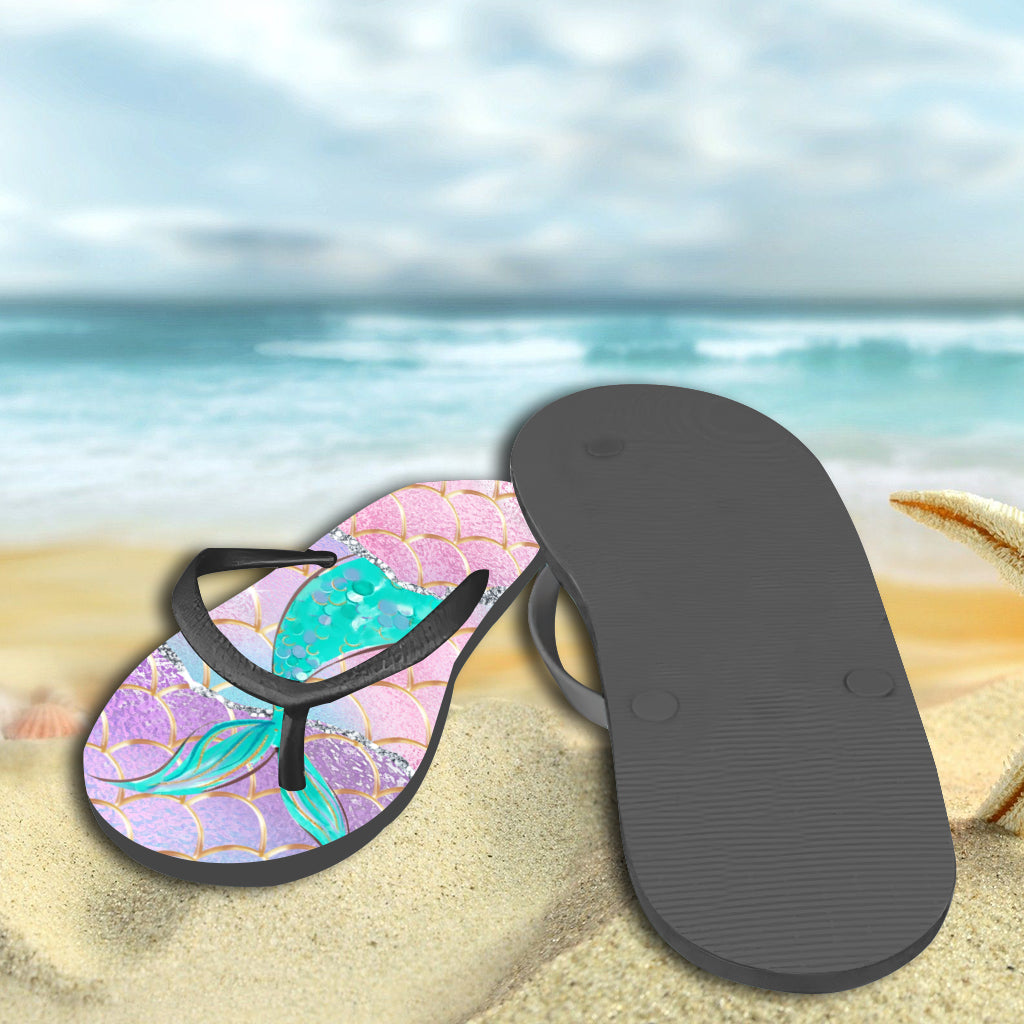 Mermaid In The Ocean - Personalized Sea Lover Flip Flops