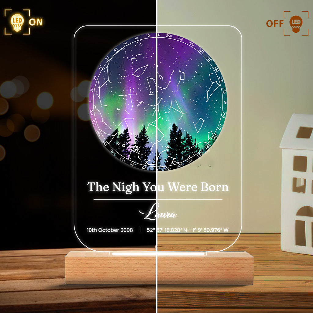 The Day You Were Born - Personalized Birthday Shaped Plaque Light Base