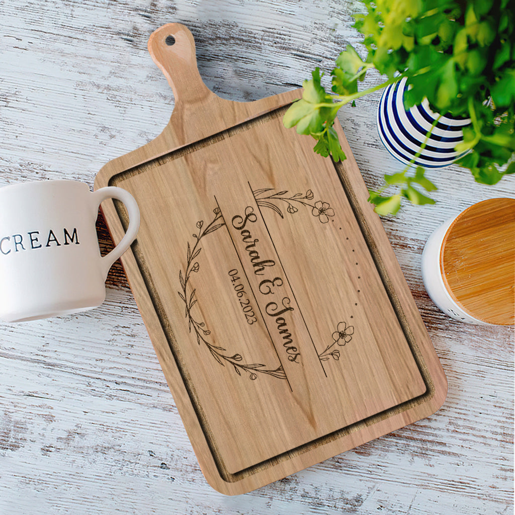 Cutting Board For Wedding Gift With Engraved Design - Personalized wedding Cutting Board