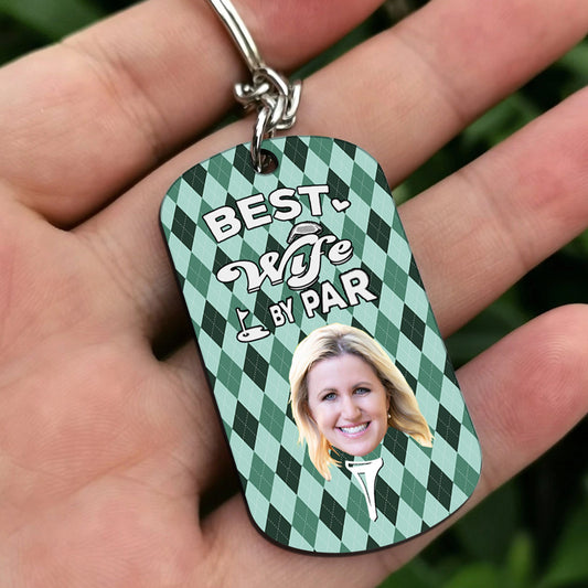 Best Dad By Par - Golf gift for dad, him, boyfriend, husband, grandpa - Personalized Stainless Steel Keychain