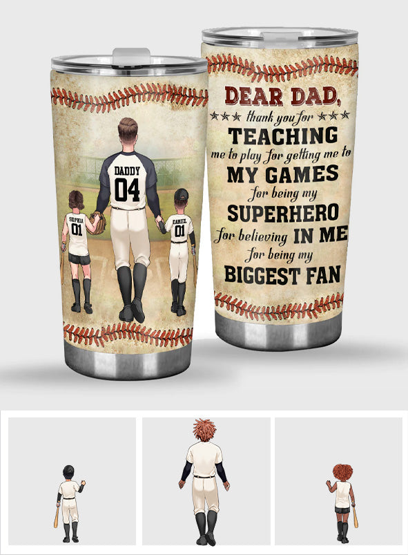 Thank You Dad My Biggest Fan - Personalized Baseball Tumbler