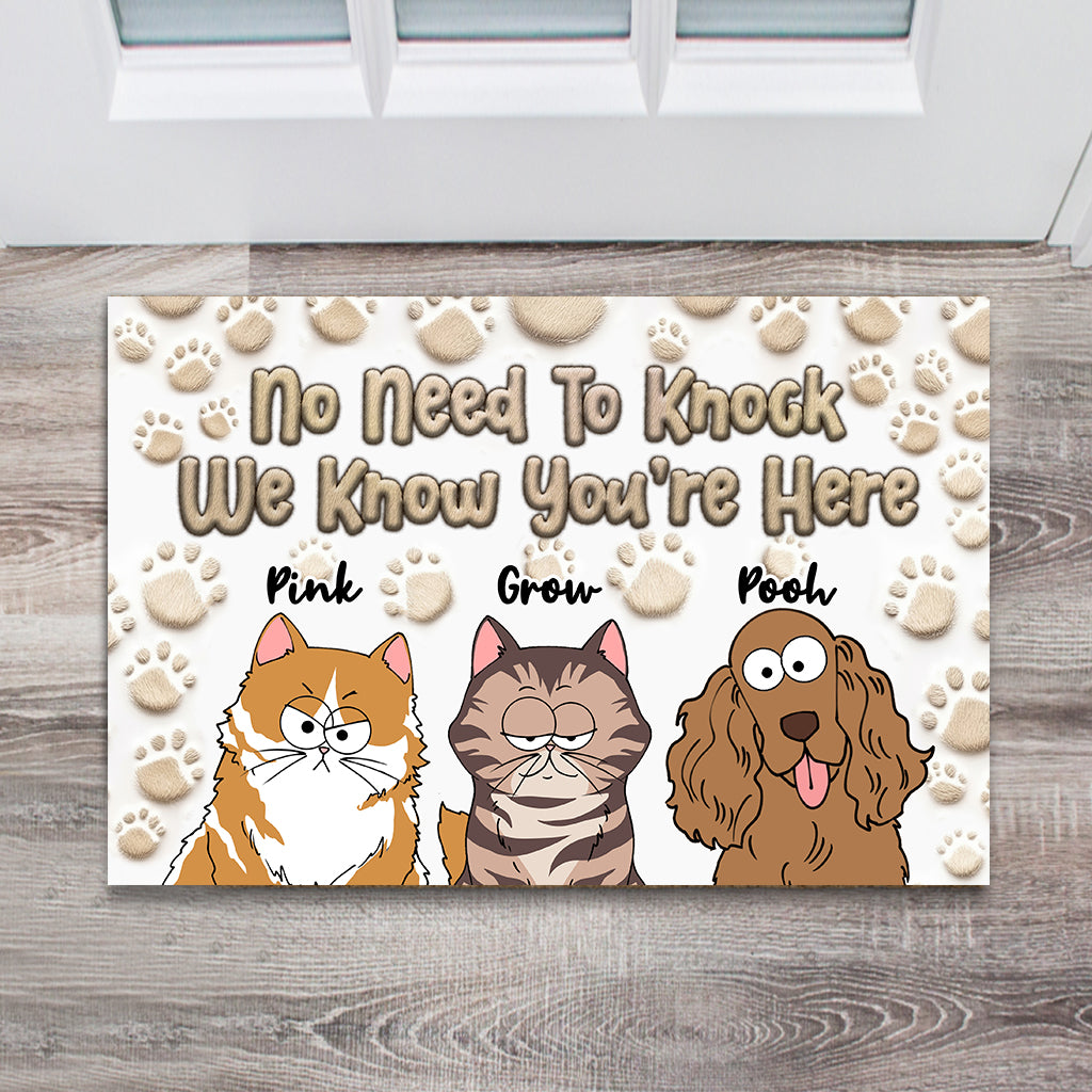 No Need To Knock We Know You’re Here - Personalized Dog Doormat
