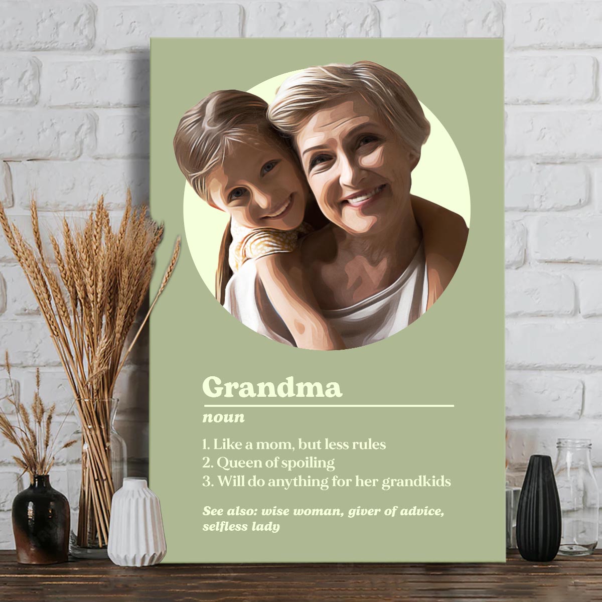 Grandma Portrait Definition - Personalized Grandma Canvas And Poster