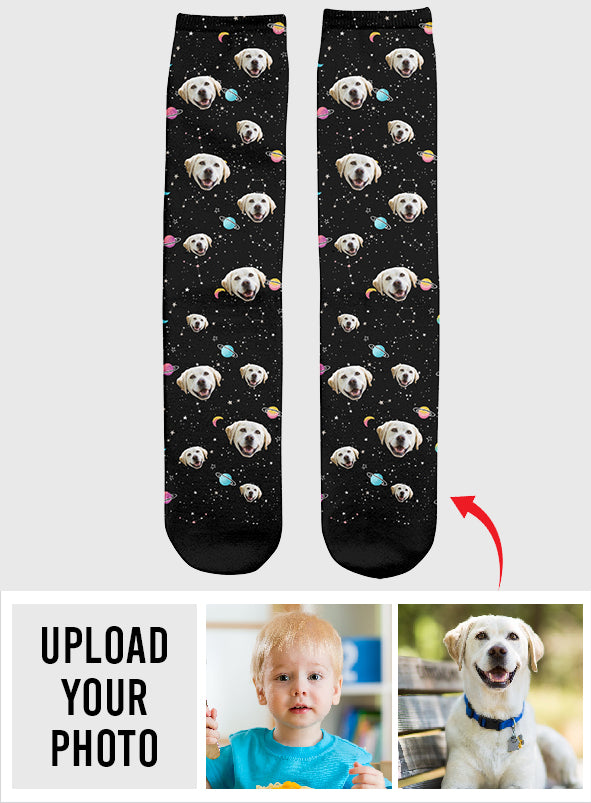 Custom Face Galaxy - Personalized Dog Socks