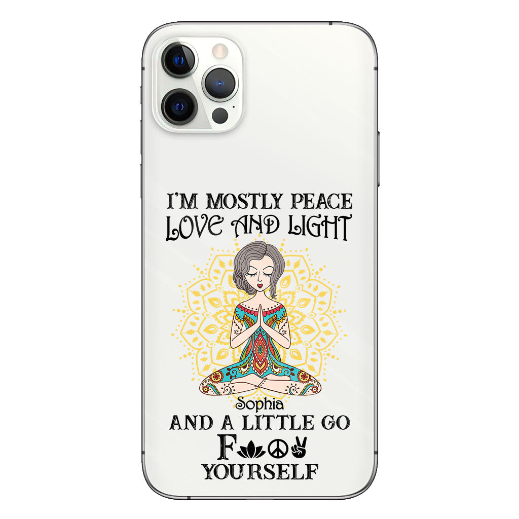 I’m Mostly Peace Love And Light - Personalized Yoga Clear Phone Case