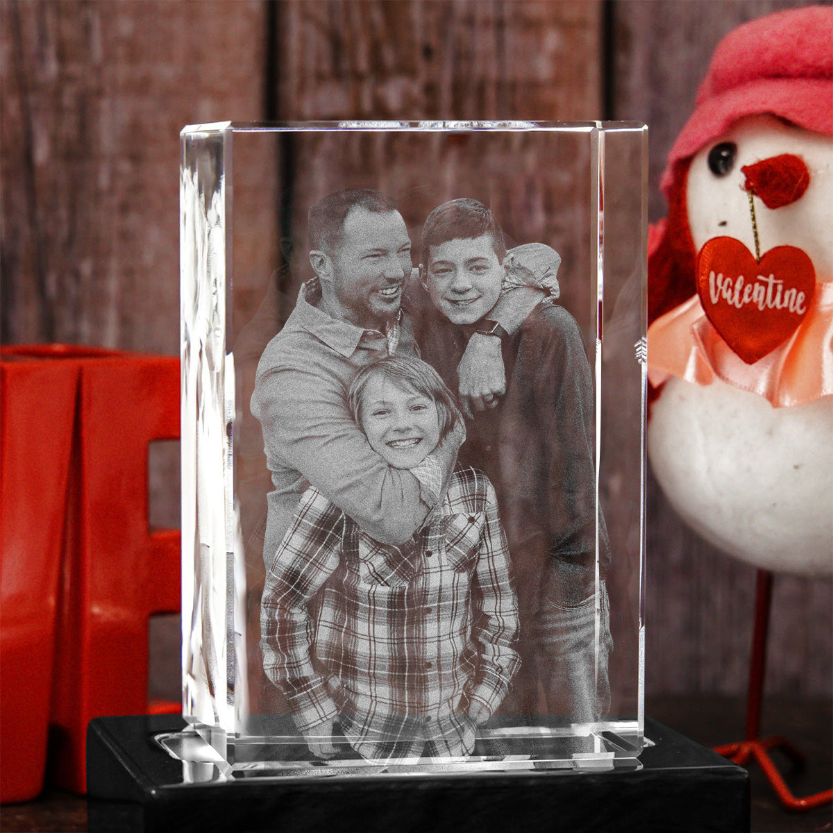 Custom Photo - Personalized Step Dad Laser Engraving 3D Cuboid Shaped Crystal Lamp