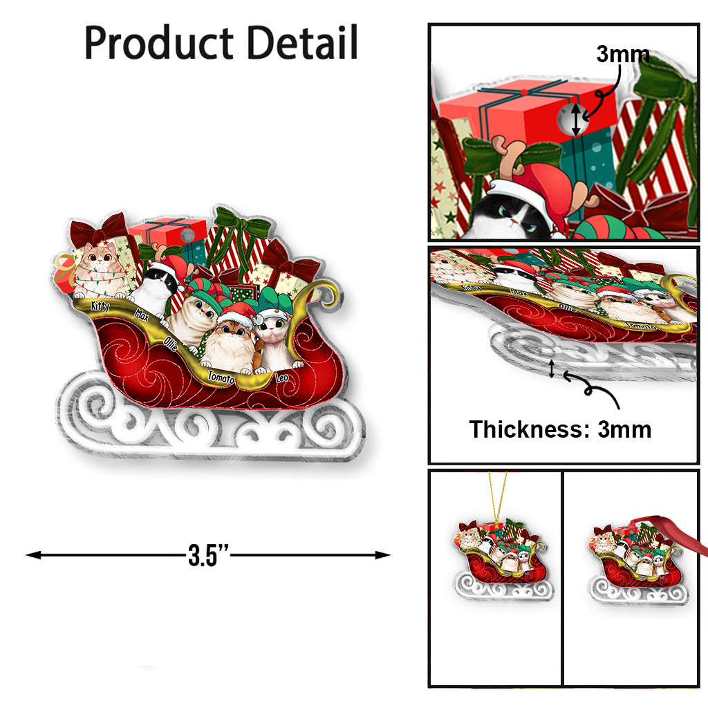 Merry Christmas - Personalized Cat Transparent Ornament