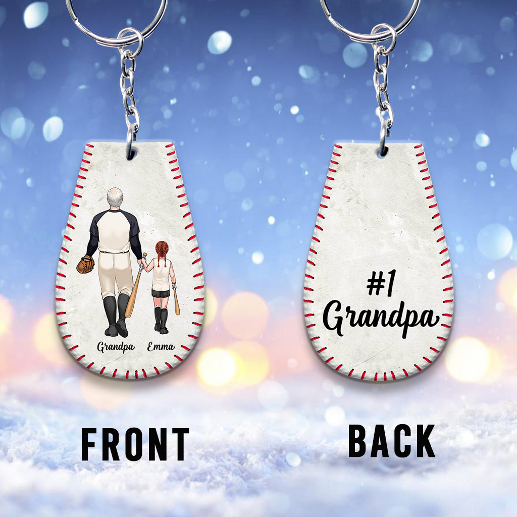 #1 Baseball Dad - Baseball gift for dad, grandpa - Personalized Keychain