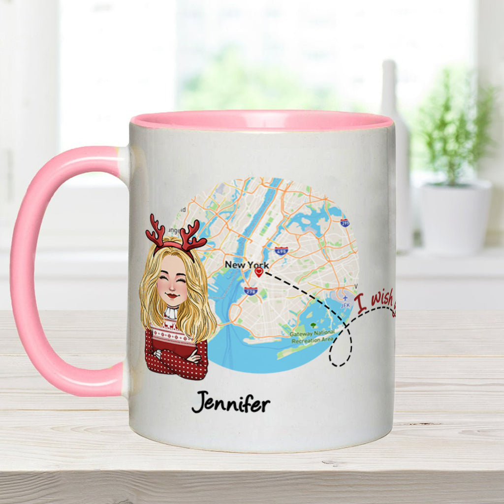I Wish You Lived Next Door - Personalized Bestie Accent Mug