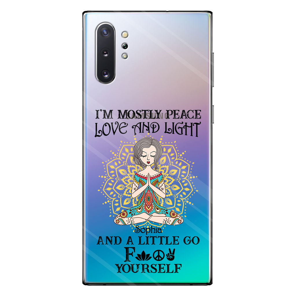 I’m Mostly Peace Love And Light - Personalized Yoga Clear Phone Case