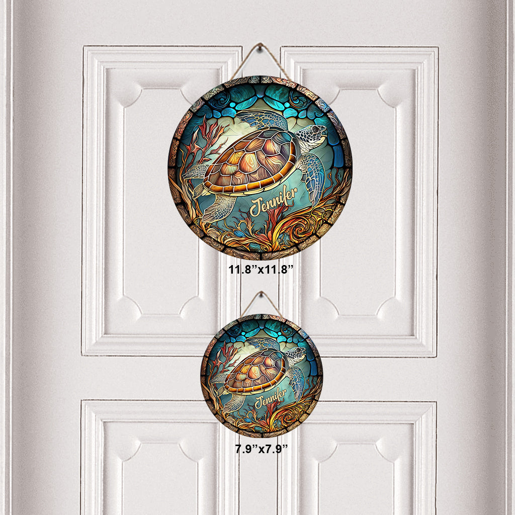 Love Turtles - Personalized Turtle Round Wood Sign