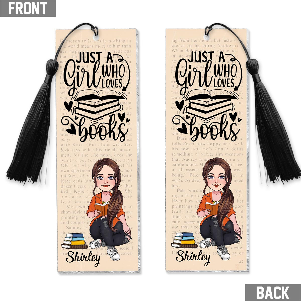 Just A Girl Who Loves Books - Personalized Book Bookmark (Printed On Both Sides)