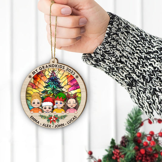 My Grandkids - Gift for grandma - Personalized 2 Layered Piece Ornament