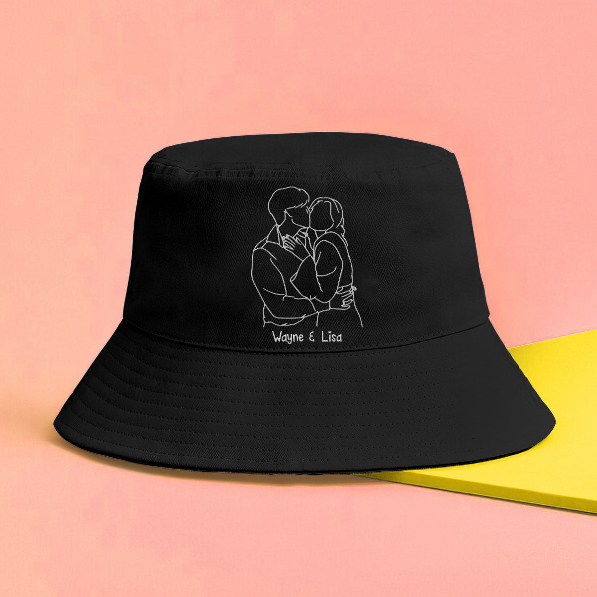 Custom Photo - Personalized Couple Embroidered Bucket Hat