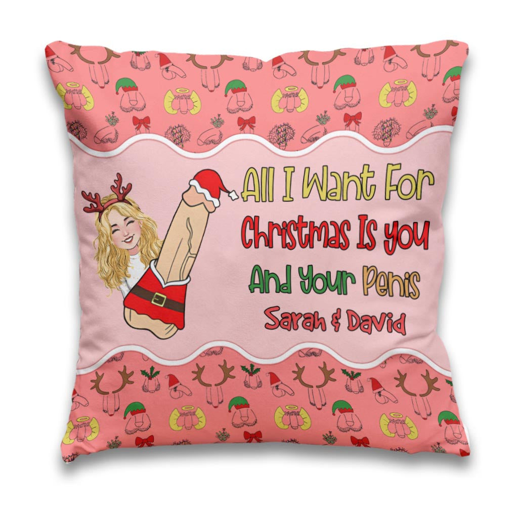 All I Want For Christmas - Personalized Couple Throw Pillow