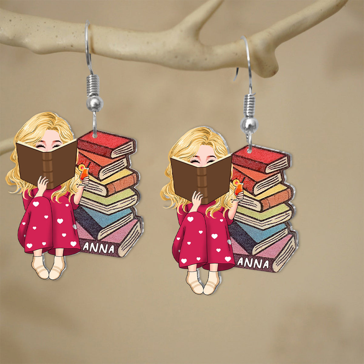 Custom Portrait Earrings For Book Lovers - Personalized Book Earrings