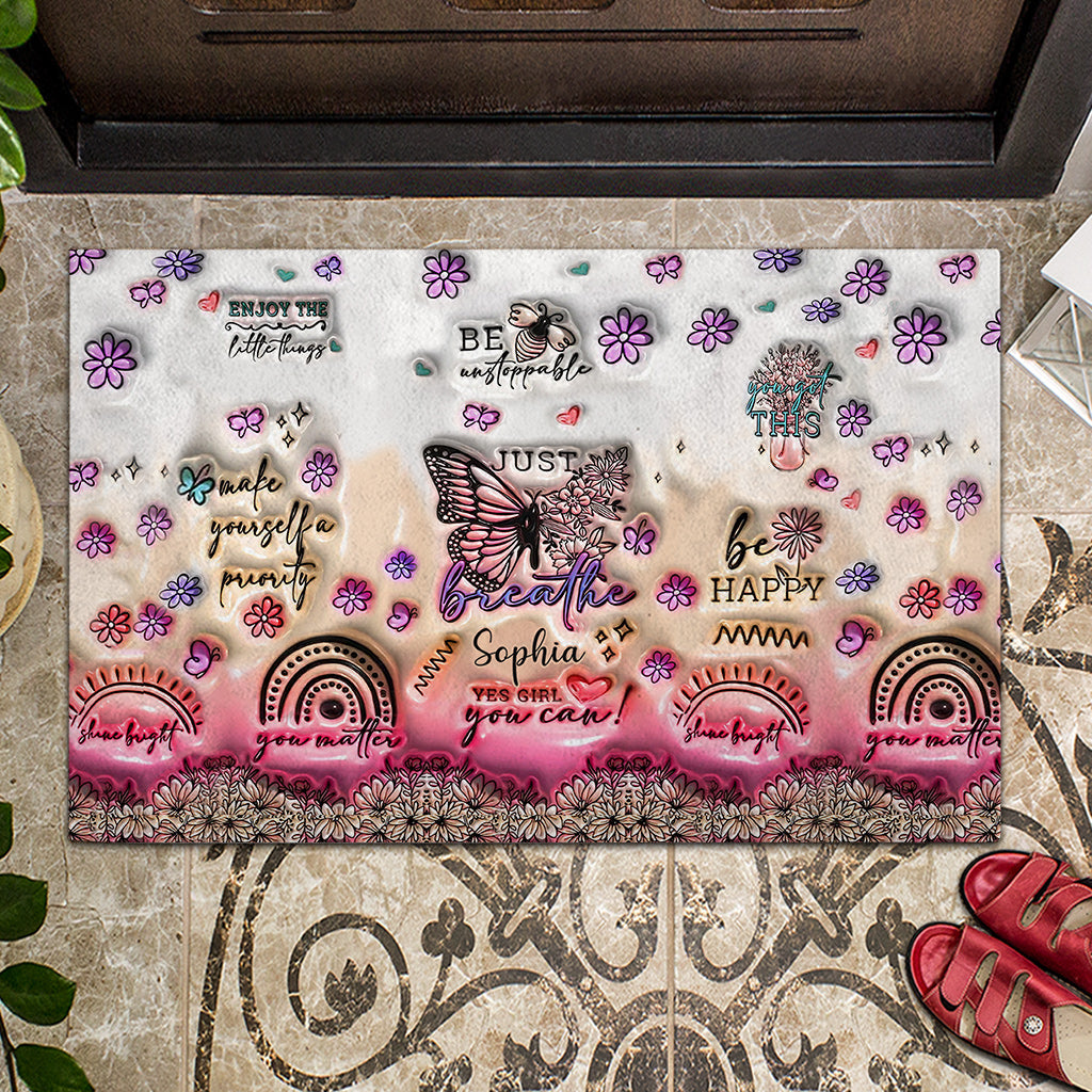 Positive Affirmations Butterfly - Personalized Butterfly Doormat