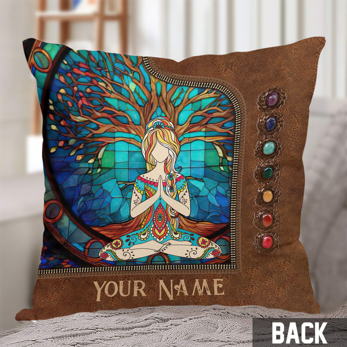 Namaste Green - Personalized Yoga Throw Pillow
