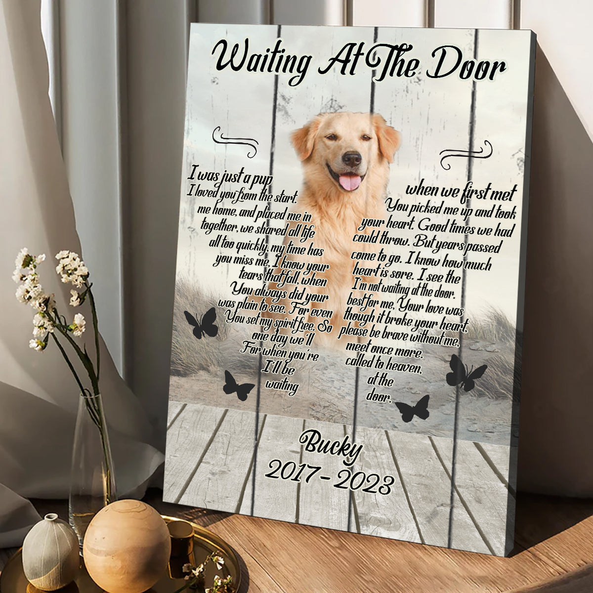 Waiting At The Door - Personalized Dog Canvas And Poster