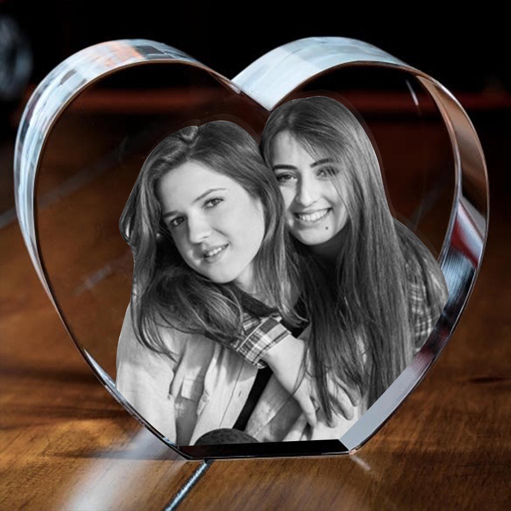 Custom Photo - Personalized Bestie Laser Engraving 3D Heart Shaped Crystal Lamp