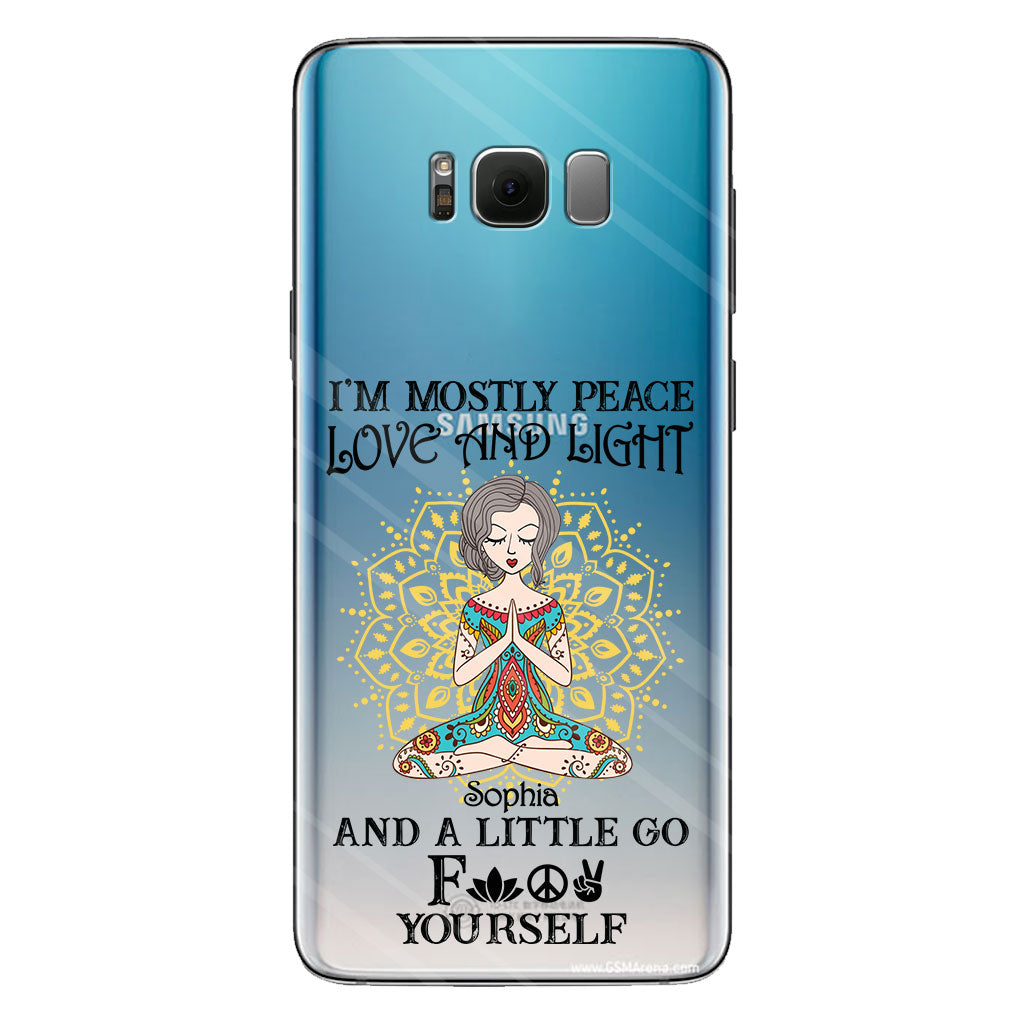 I’m Mostly Peace Love And Light - Personalized Yoga Clear Phone Case