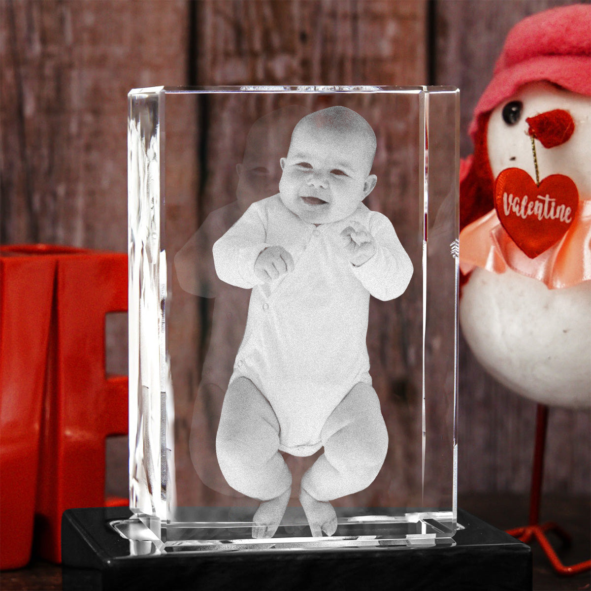 Custom Photo - Personalized Newborn Laser Engraving 3D Cuboid Shaped Crystal Lamp