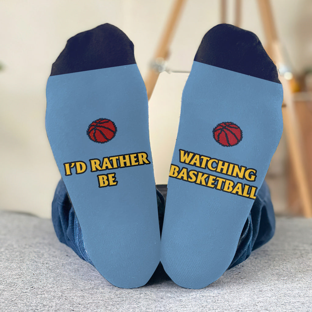 I'd Rather Be Watching Basketball - Personalized Basketball Socks