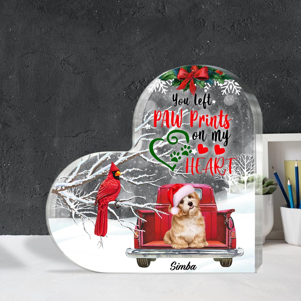 You Left Paw Prints On My Hearts - Personalized Dog Custom Shaped Acrylic Plaque