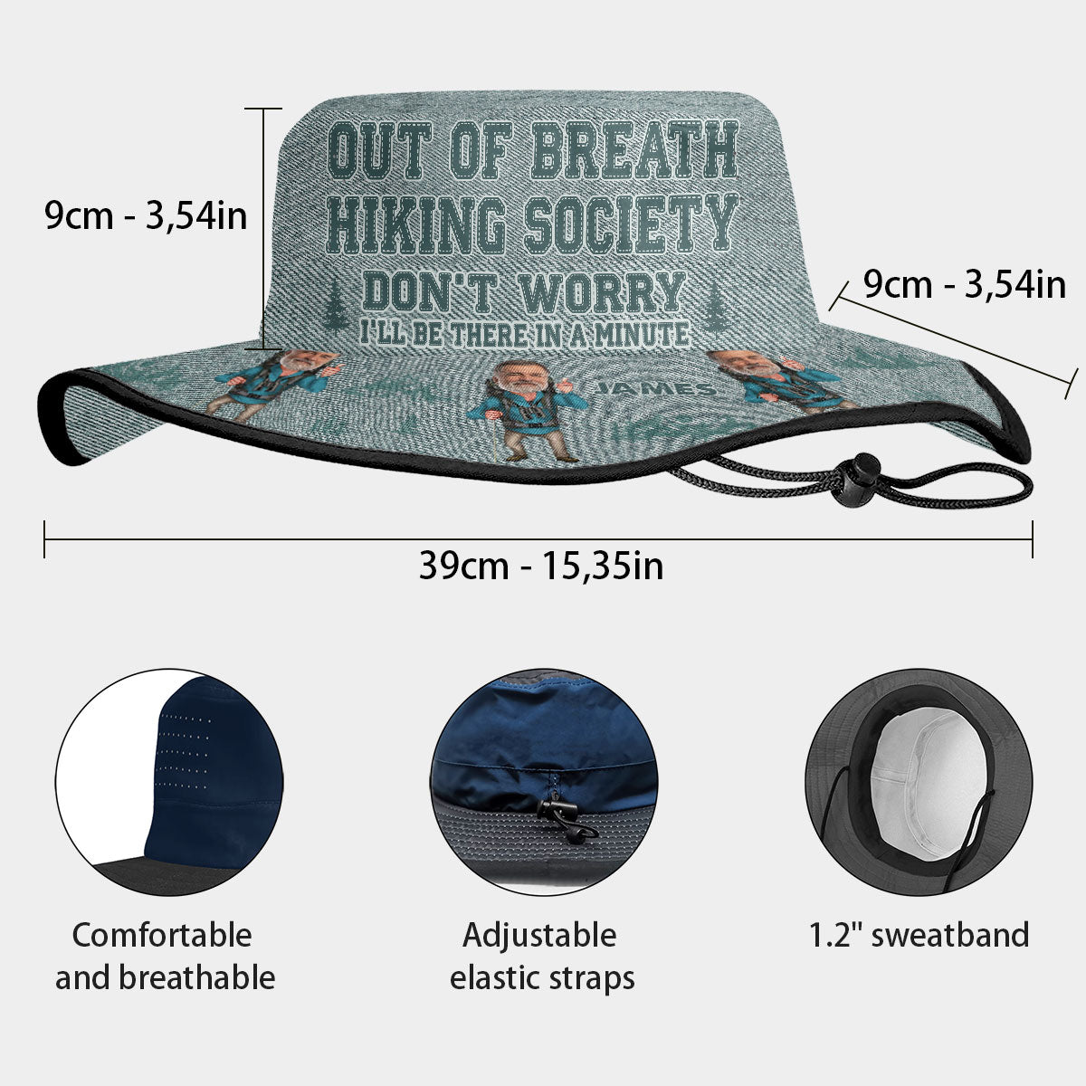 Out Of Breath Hiking Society - Personalized Hiking Boonie Hat