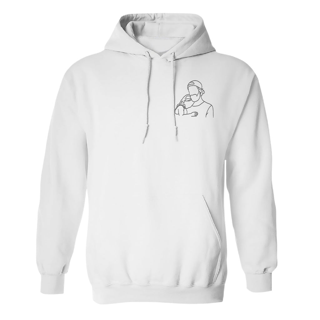 Custom Line Art - Personalized Step Dad Embroidered Hoodie