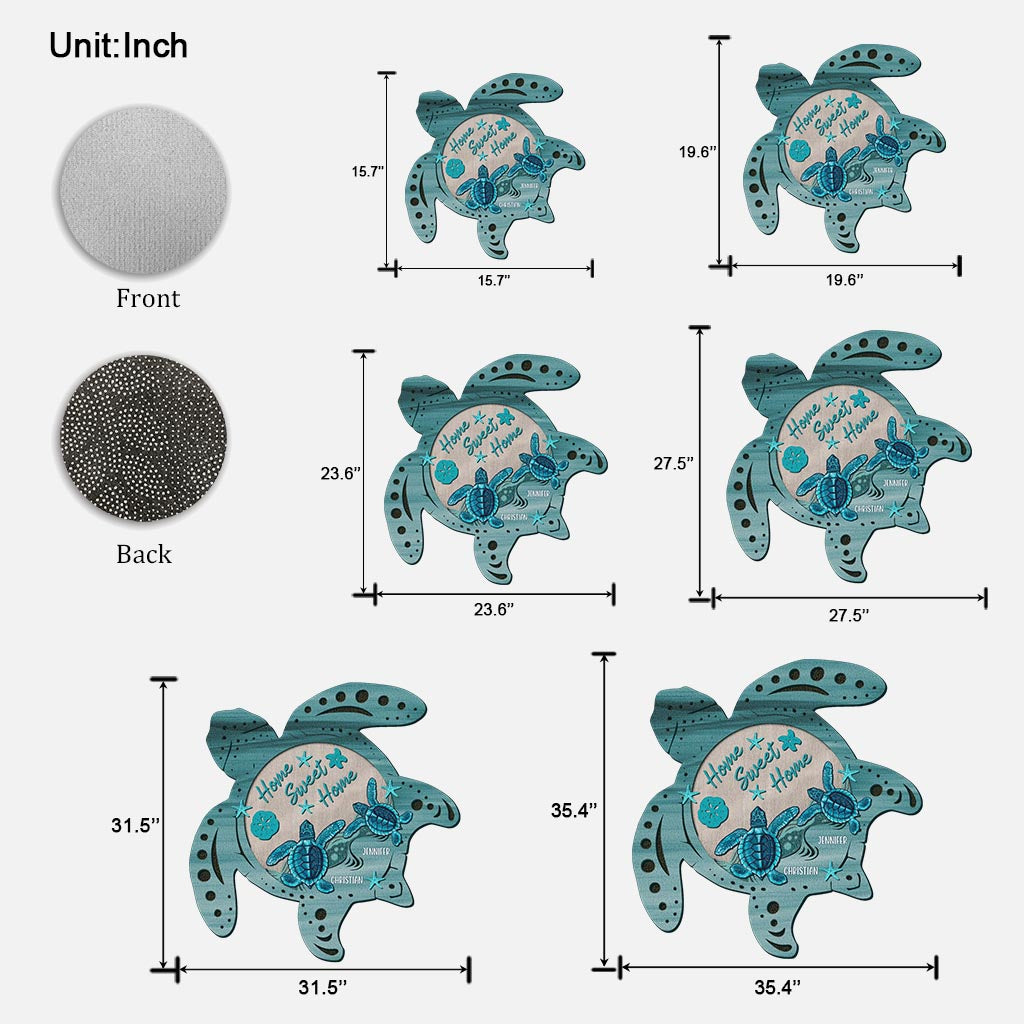 Turtley Awesome Couple - Personalized Turtle Shaped Doormat