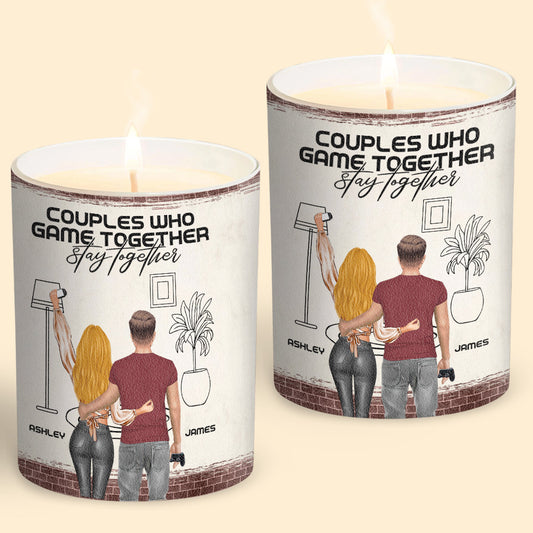 Couples Who Game Together Stay Together - Personalized Video Game Candle With Wooden Lid