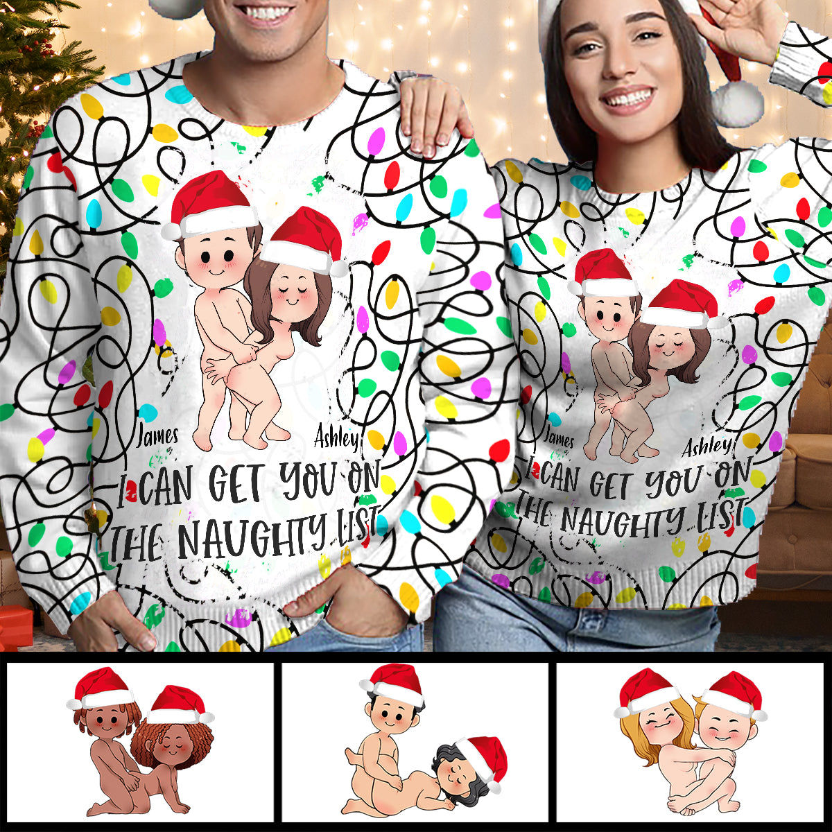 I Can Get You On The Naughty List - gift for husband, wife, boyfriend, girlfriend - Personalized Ugly Sweater