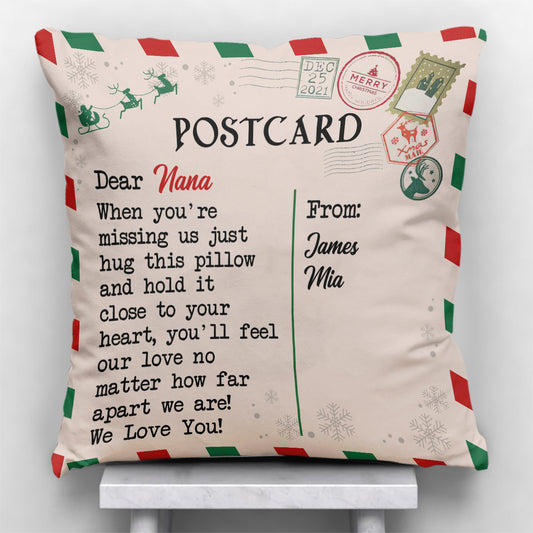 Dear Nana Postcard - Personalized Grandma Throw Pillow