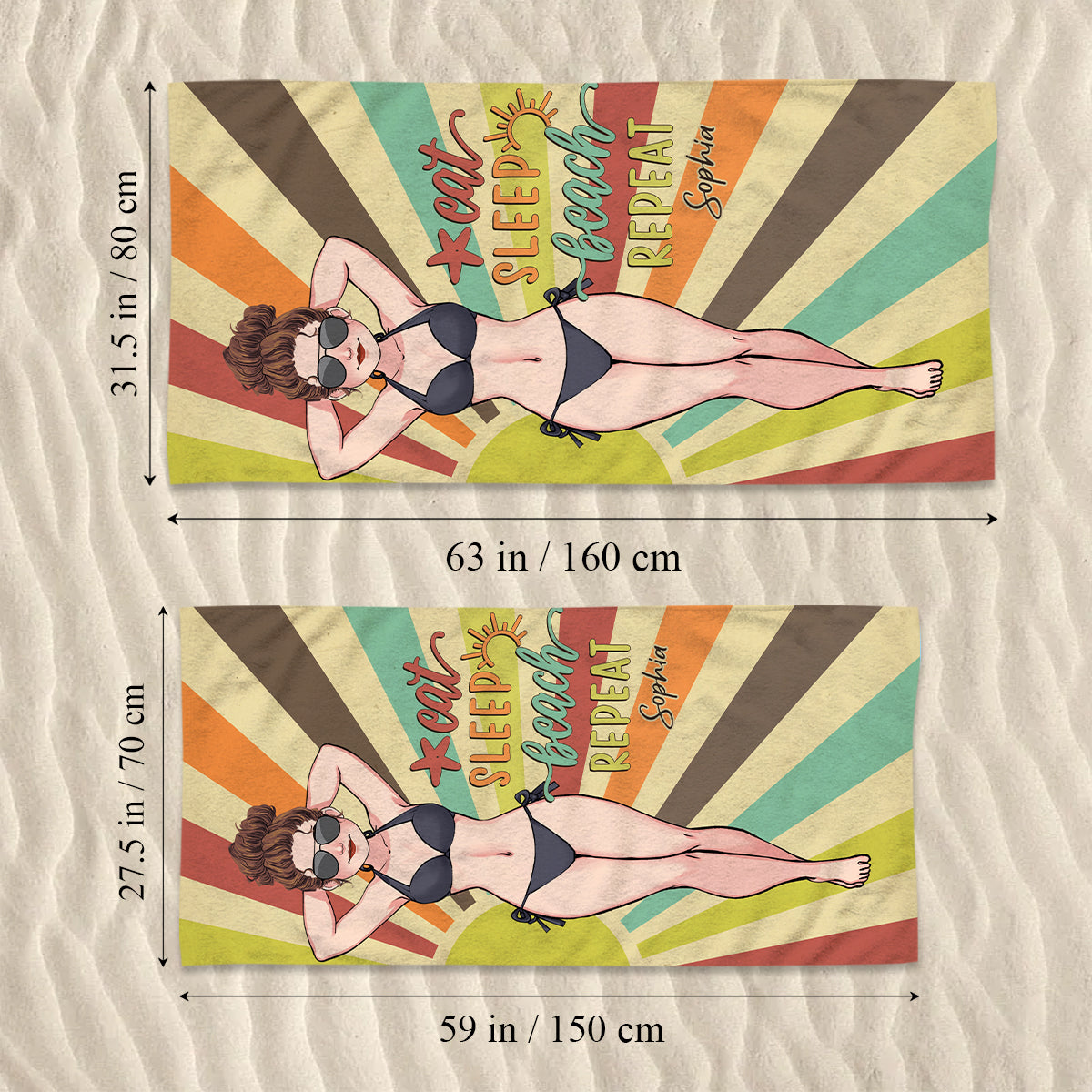 Always On Vacay - Sea Lover gift for friend, sister, girlfriend, wife, mom - Personalized Beach Towel