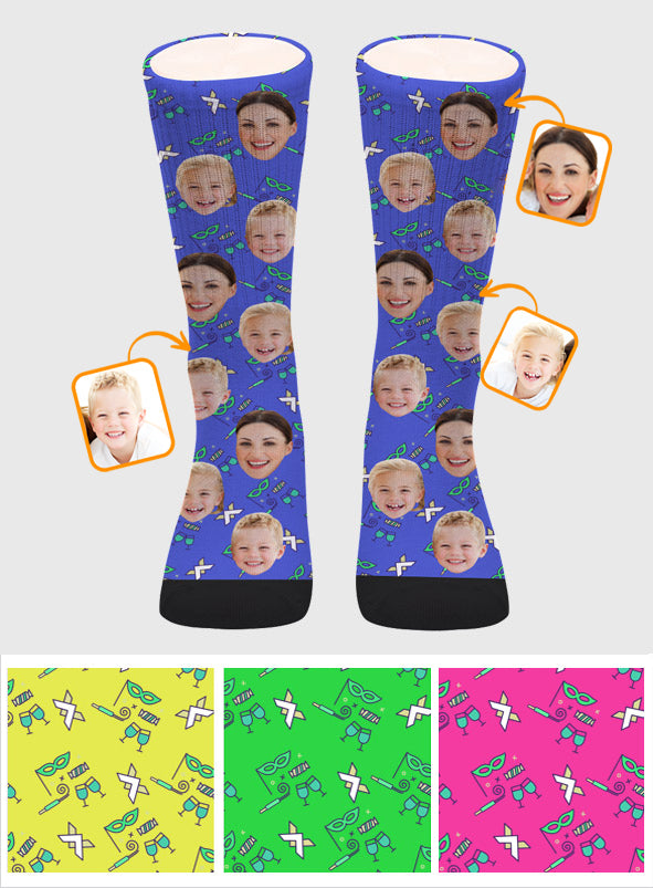 Custom Face Party Pattern - Personalized Step Mom Socks
