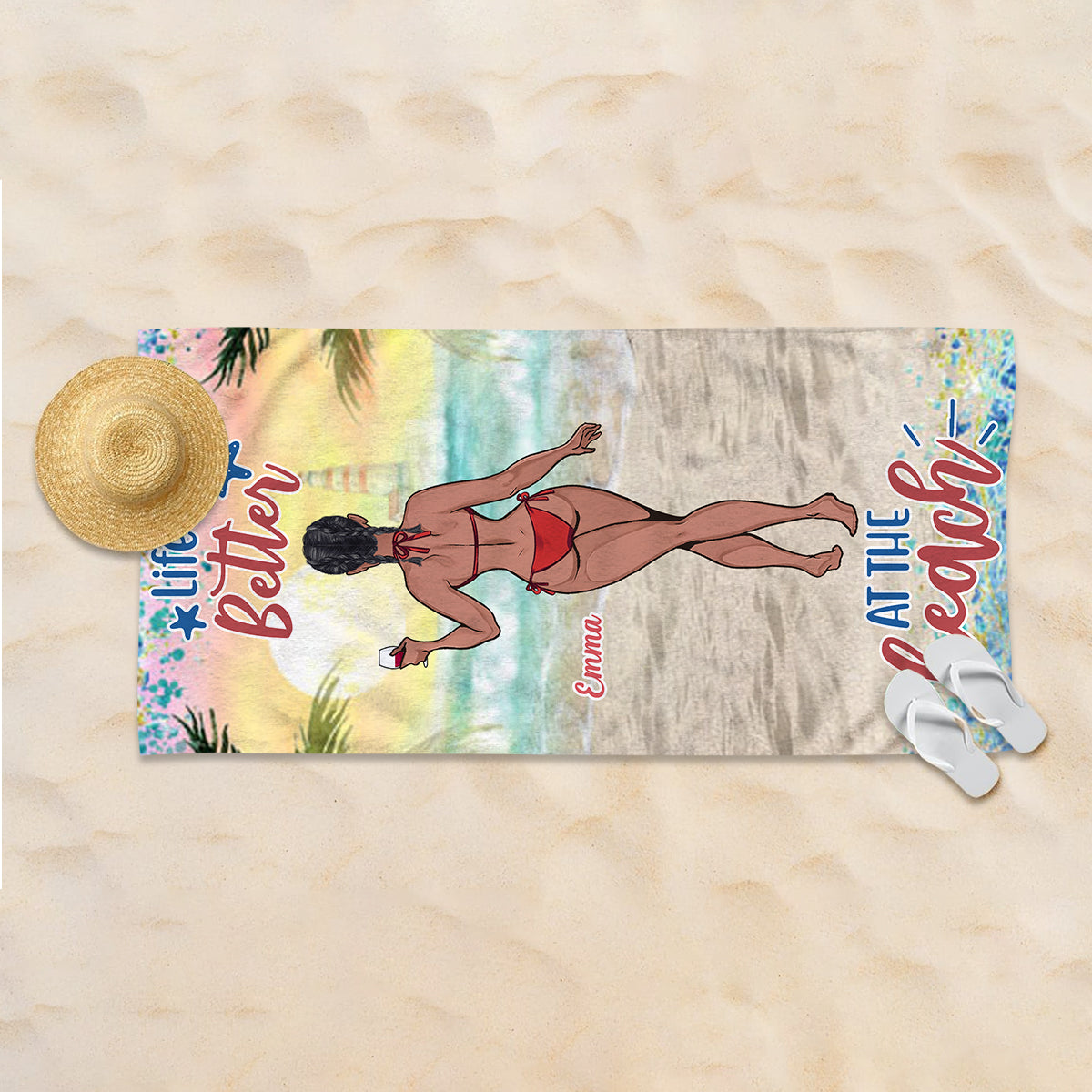 Sandy Toes Sun Kissed Nose - Sea Lover gift for friend, sister, girlfriend, wife, mom - Personalized Beach Towel