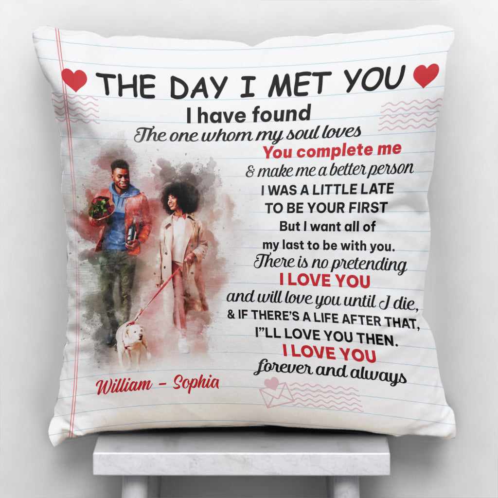 The Day I Met You - Personalized Couple Throw Pillow