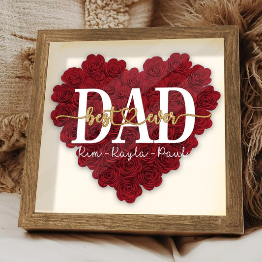 Best Mommy Ever - Gift for mom, grandma, grandpa, dad, aunt, sister - Personalized Flower Shadow Box