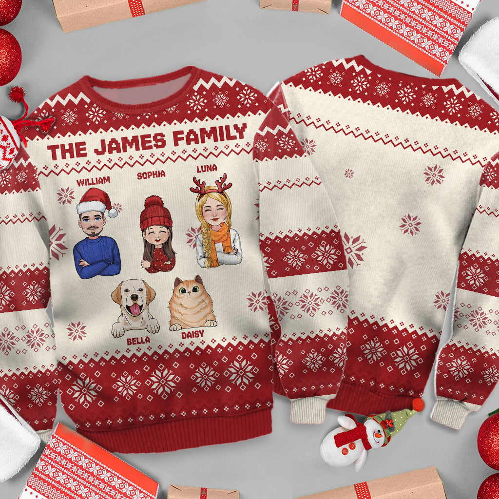 Merry Christmas - Personalized Family Ugly Sweater
