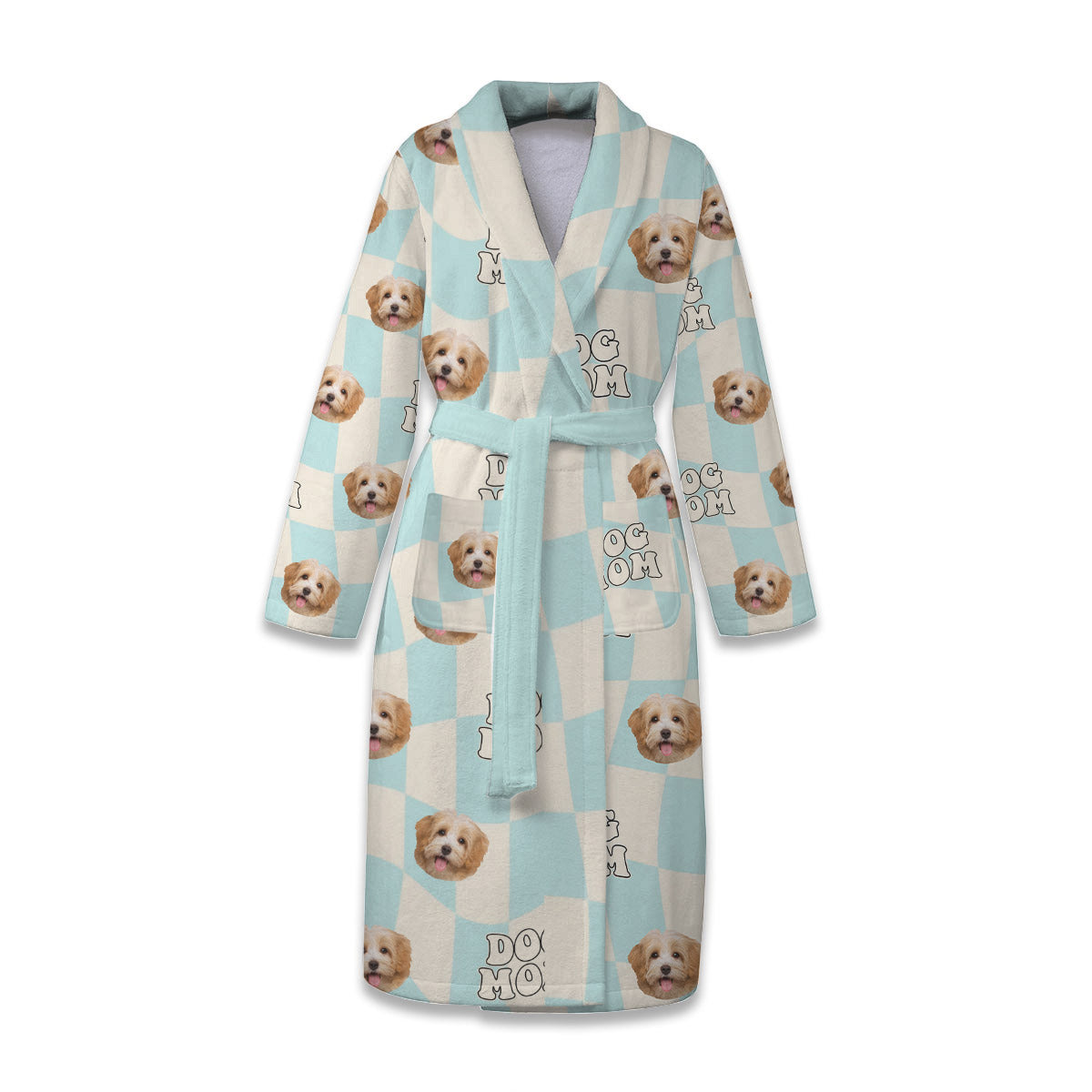 Wavy Check Funny Pet - Gift for dog lovers, dog lover, cat lover - Personalized Pajama Kimono Robe