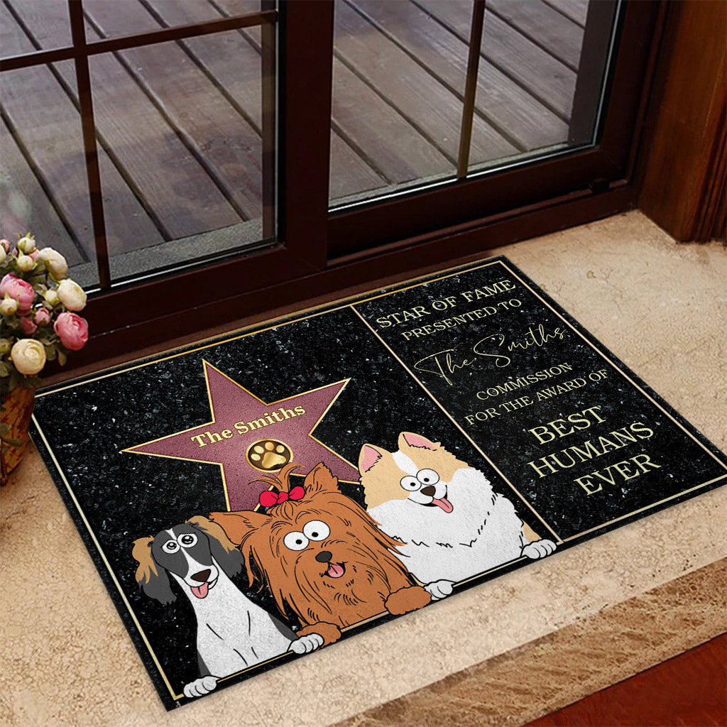 Star Of Fame Best Humans Ever - Personalized Dog Doormat