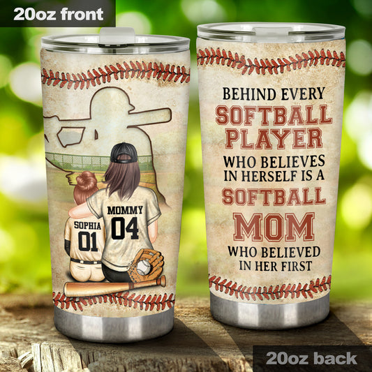 Softball Mom Believe - Personalized Softball Tumbler