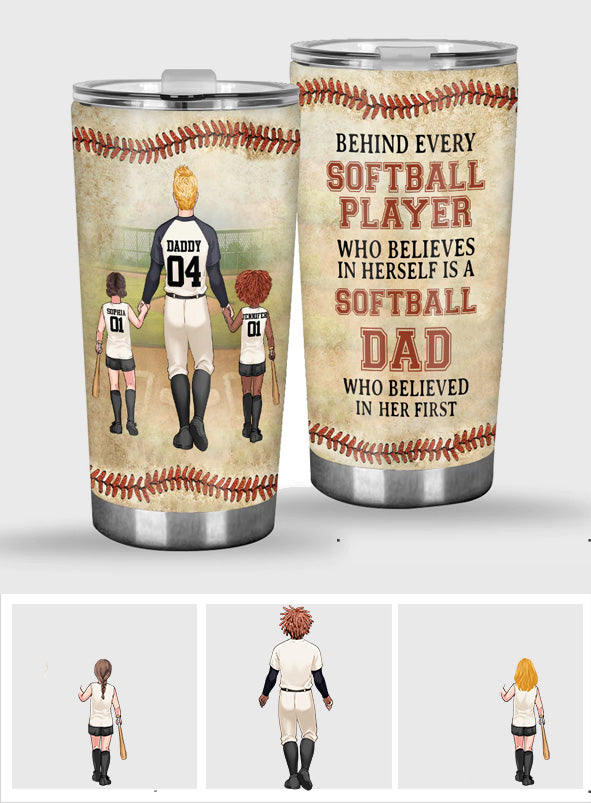 Behind Every Softball Player - Personalized Softball Tumbler
