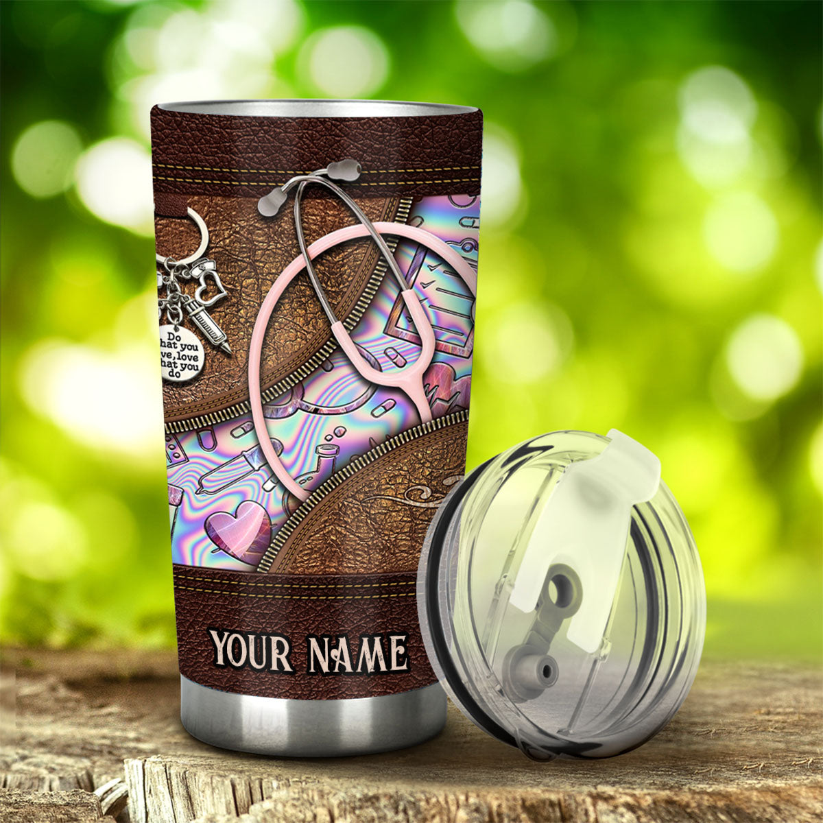 Pink Stethoscope - Personalized Nurse Tumbler