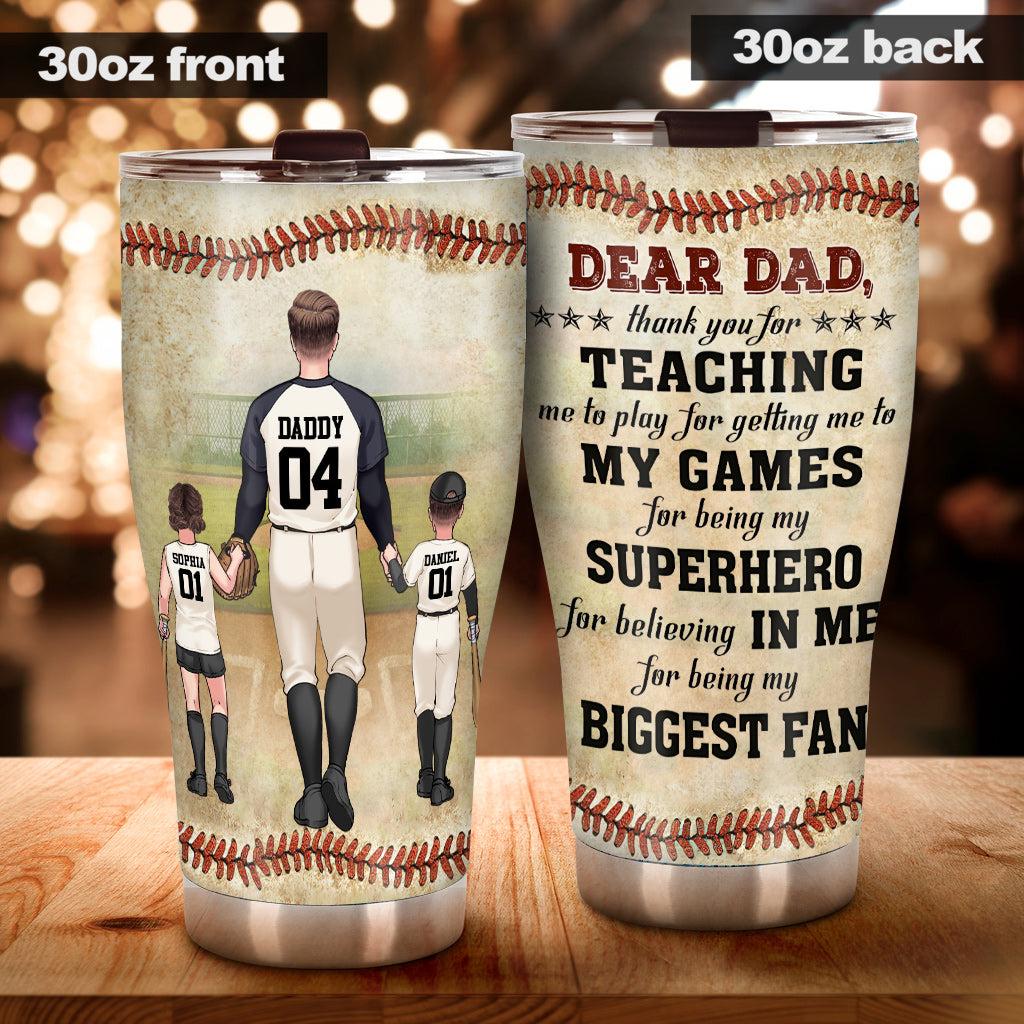 Thank You Dad My Biggest Fan - Personalized Baseball Tumbler